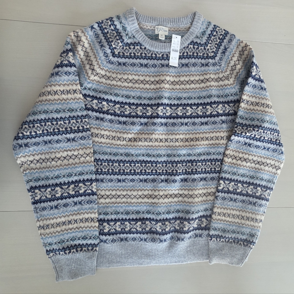 NWT J.Crew Men"s Wool-blend Fair Isle sweater Sz XL $128 Vintage - Picture 5 of 9